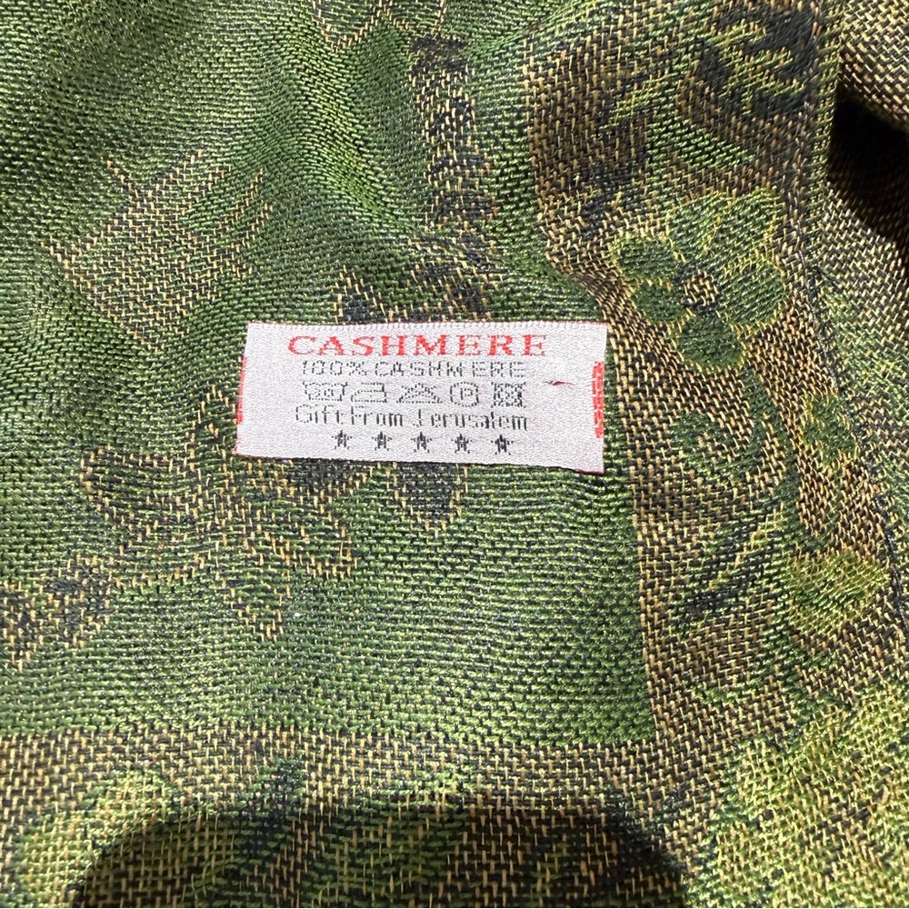 Cashmere Green Patterned Scarf - image 2